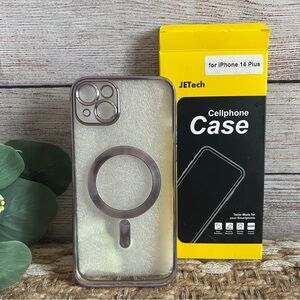 iPhone 14 Plus clear and purple case